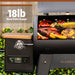 Black Pit Boss Classic pellet grill with 18lb hopper, cooking meats and vegetables.