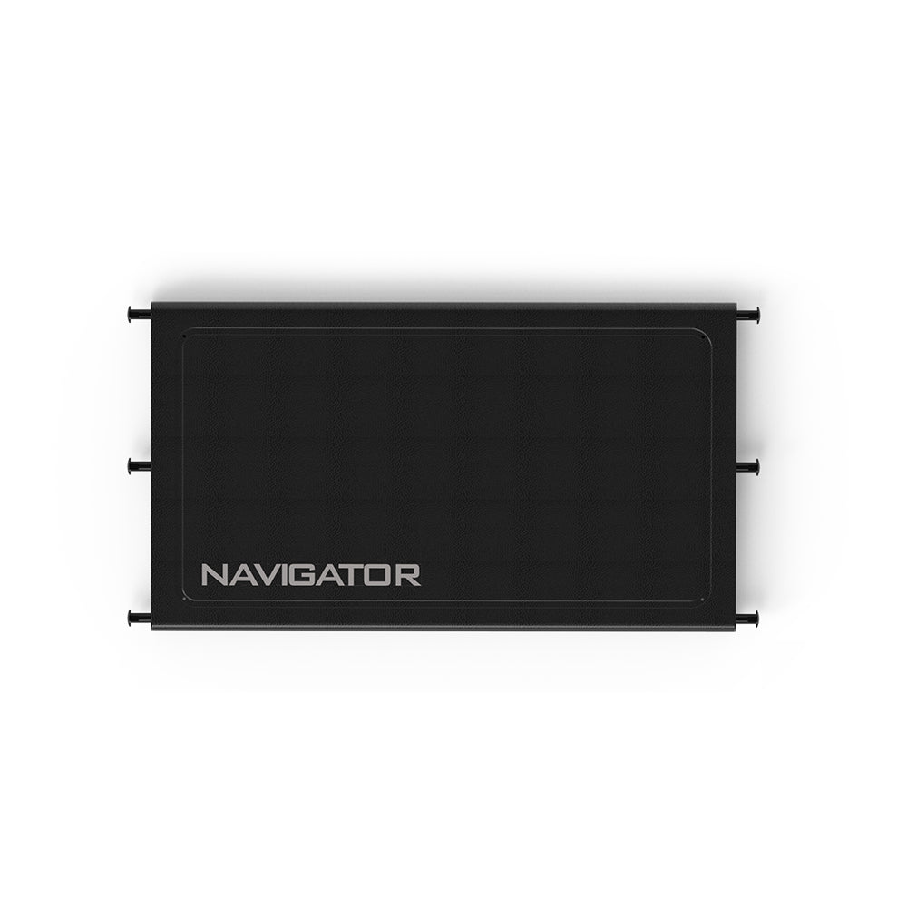 Black Navigator device with mounting brackets.