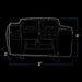 "White outline of a vehicle with dimensions: width 66", depth 34", height 46"."