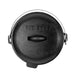 Black Pit Boss cast iron lid with handle and hinge.