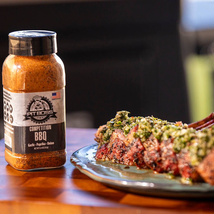Brown Pit Boss Competition BBQ spice blend with garlic, paprika, and onion.