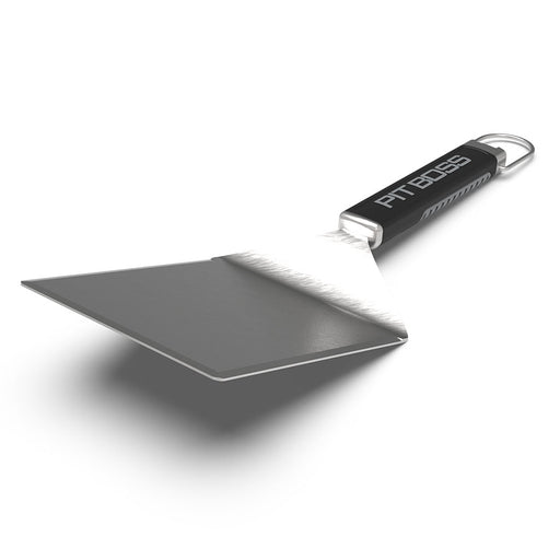 Black Pit Boss spatula with metal handle and loop.