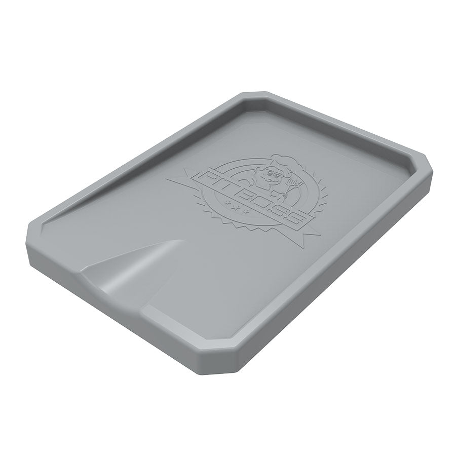 Gray Fit Boss exercise mat with logo.