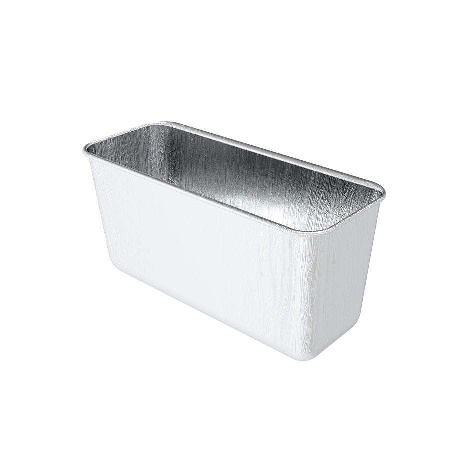 Silver aluminum loaf pan baking dish.