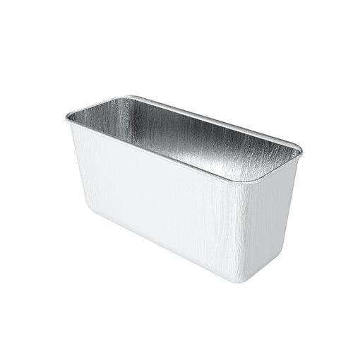 Silver aluminum loaf pan baking dish.