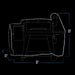 "White outline of a rectangular object with dimensions: width 63", depth 24", height 43"."