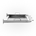 Stainless steel grill tray with handles and side supports.