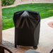 Black Pit Boss grill cover on wheels, outdoor patio setting.