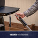 "Side shelf with tool hooks, black and silver, PIT BOSS brand."