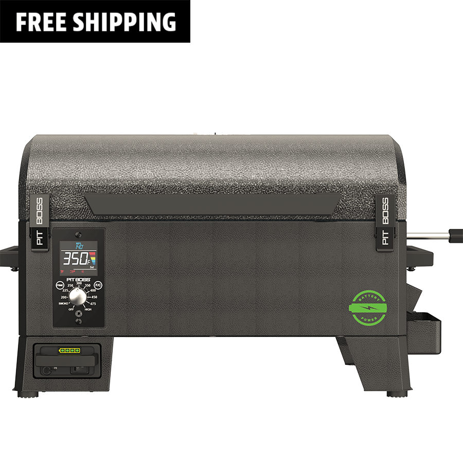 Portable Battery Powered Wood Pellet Grill w/ Black Handle