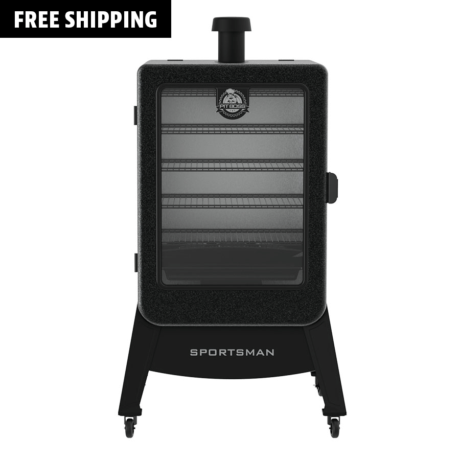 Pit Boss Sportsman 5-Series Wood Pellet Vertical Smoker, grey and black with digital wi-fi control