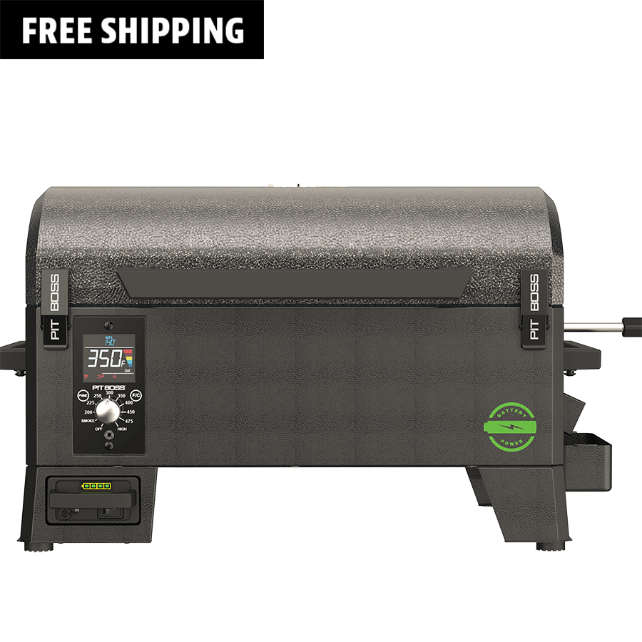 Portable Battery Powered Wood Pellet Grill w/ Black Handle