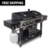 Pit Boss Memphis Ultimate Combo Grill. Black combo grill with silver accents. Front view.