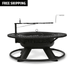 Black fire pit with round shape and black lettering: Pit Boss