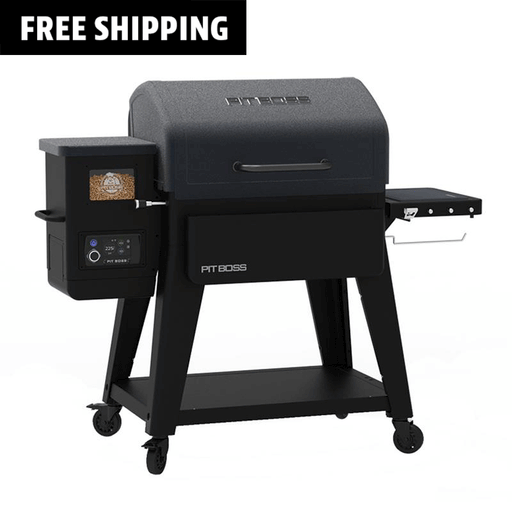 Pit Boss Navigator 1300M Wood Pellet Grill, black and grey grill, front angle closed