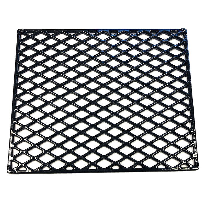 Black diamond-patterned plastic grid, likely for flooring or drainage.